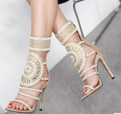 "Rome Rhinestone High Heels"
