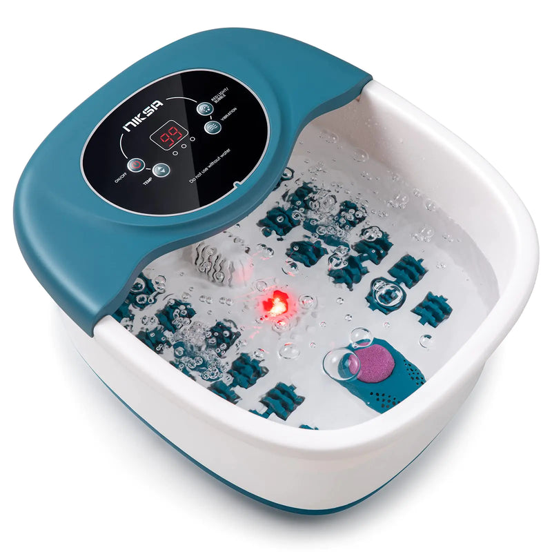 Foot Spa Bath Massager with Heat Bubble Vibration and Temperature Control 22 Massaging Rollers Foot Soak Tub for Foot Pain Relief Pedicure Foot Soaker with Acupressure Massage Points & Red Light