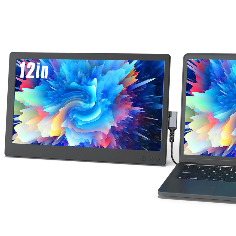 Maxfree 12-inch portable FHD laptop monitor — USB-C/HDMI plug-and-play travel display for Windows, Mac, Surface, Android, and Switch.