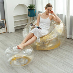 Thick Folding Inflatable Lazy Sofa with Footrest