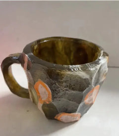 “Rock-stone aesthetic resin mug with crystal swirl texture”