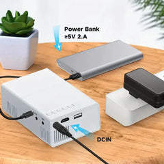 Compact HD projector for home entertainment and Power bank and electronic devices