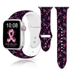 Breast Cancer Pink Ribbon Watch Bands Apple Watch 38mm/40mm/41mmAdjustable Breast Cancer Awareness Wristbands Soft Silicone Replacement Strap iWatch Series 7 6 5 4 3 2 1 SE (Black)