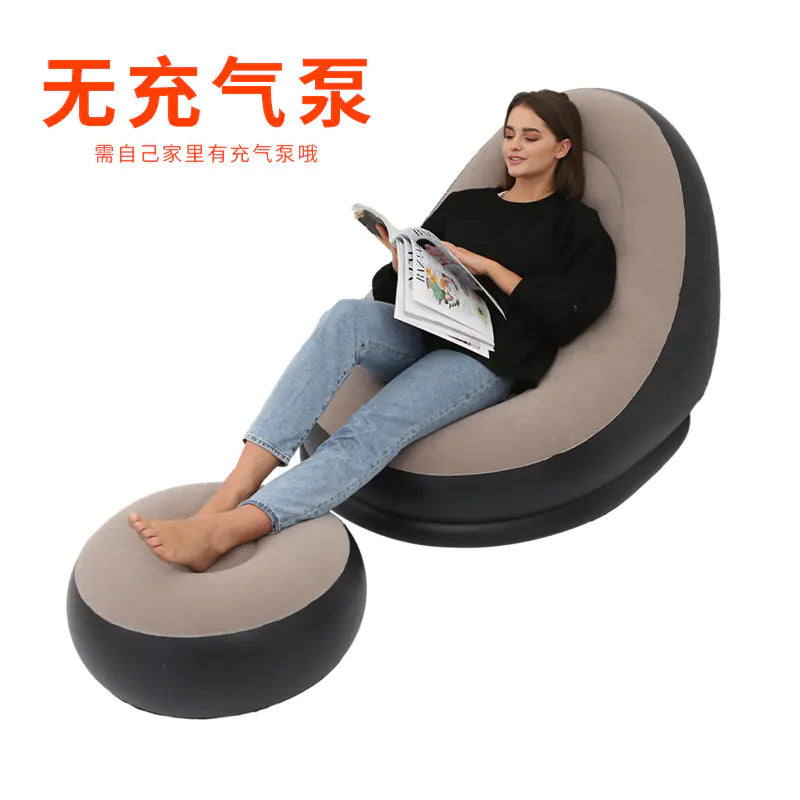 Thick Folding Inflatable Lazy Sofa with Footrest