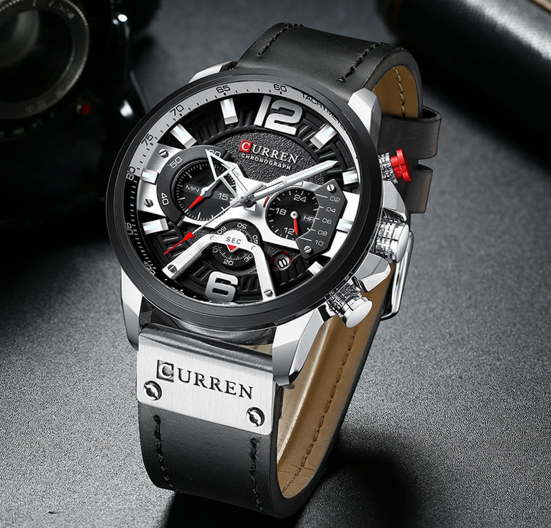Military Leather Chronograph Wristwatch product image
